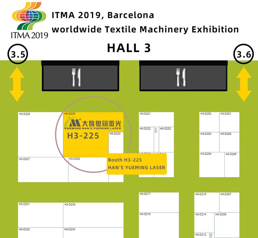 ITMA2019 booth map of han's yueming laser