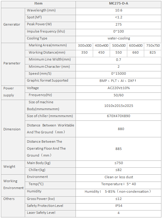 MC275-D-A dynamic tri-axial laser marking machine