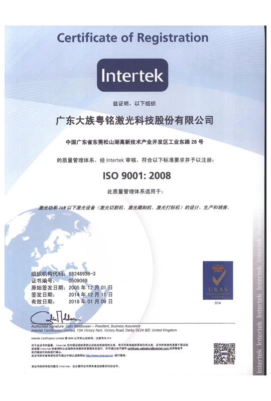 ISO certificate (Chinese)