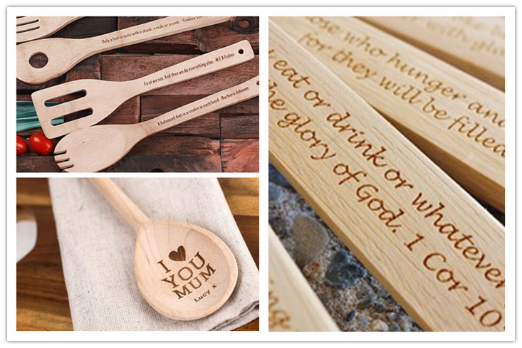 wooden kitchen utensils laser engraving